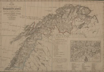 Mapa de la colección cartográfica de la Biblioteca Nacional. El mapa fue publicado en Bergen (1839) y muestra el norte de Noruega